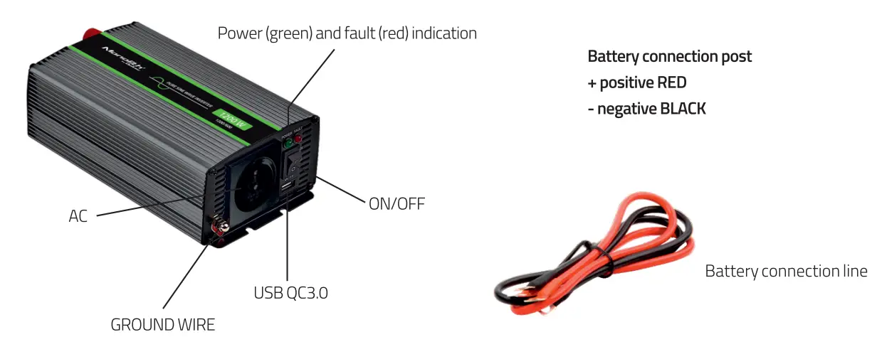 QOLTEC 51932 Pure Sine Wave Monolith - battery 1