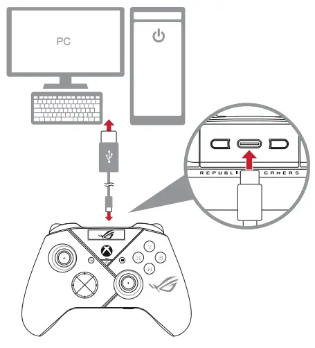 ASUS E21528 ROG RAIKIRI Pro Wireless Gaming Controller - Connect to PC