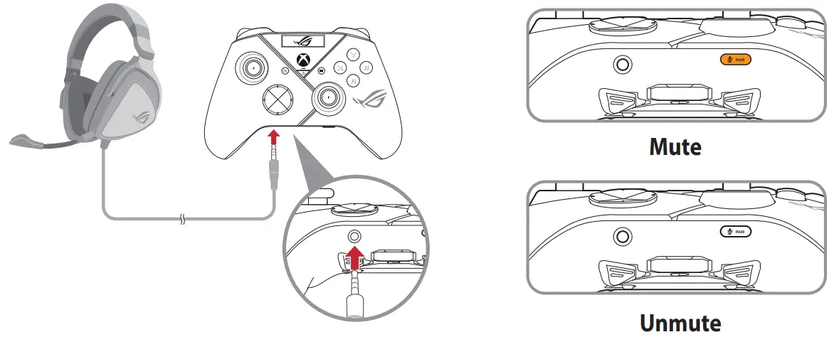 ASUS E21528 ROG RAIKIRI Pro Wireless Gaming Controller - Connect to headphone