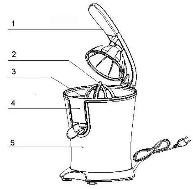 HKoenig AGR80 Electric Citrus Juicer - PART NAME