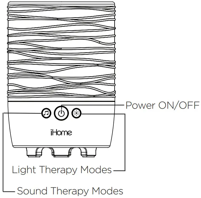 iHome iZBT110 Portable Meditative Light and Sound Therapy Candle - FRONT PANEL