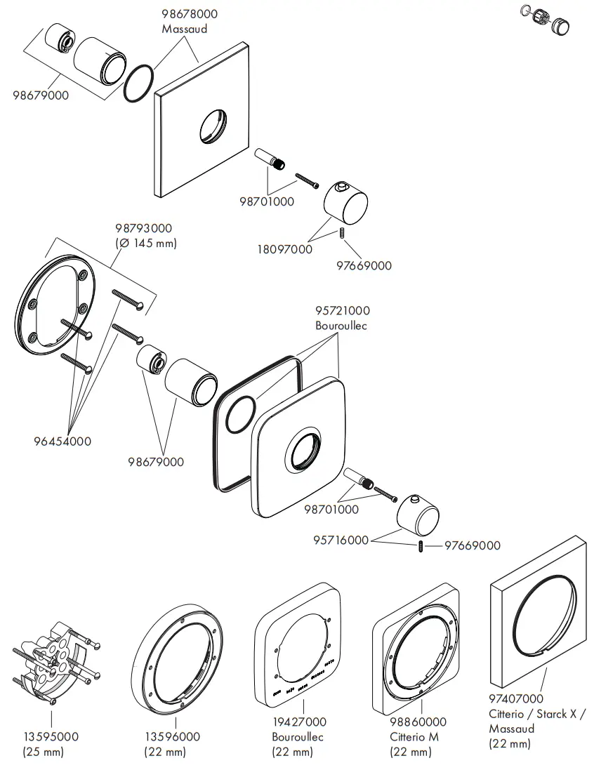 hansgrohe AXOR CARLTON Highflow Thermostat - Parts 1