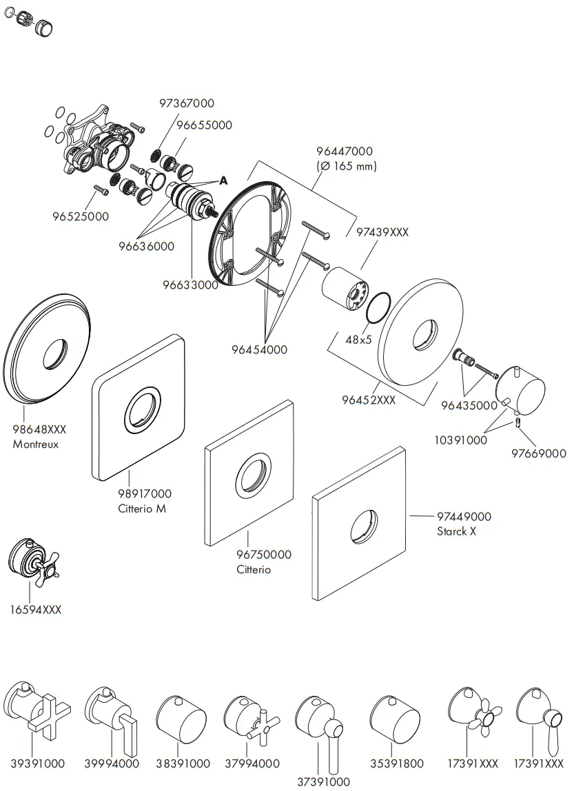 hansgrohe AXOR CARLTON Highflow Thermostat - Parts