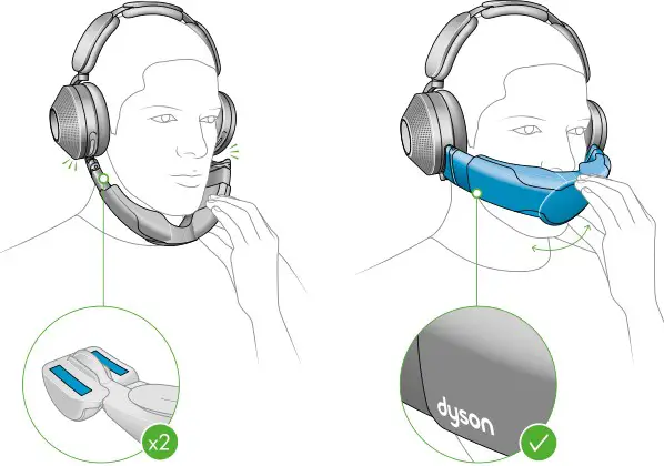 dyson zone Headphones with Air Purification - With the visor positioned below your mouth
