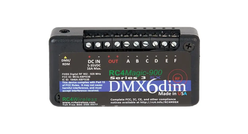 Rc4 Wireless Dmx6dim-500 High Power Six-channel Wireless Dimmer User Guide