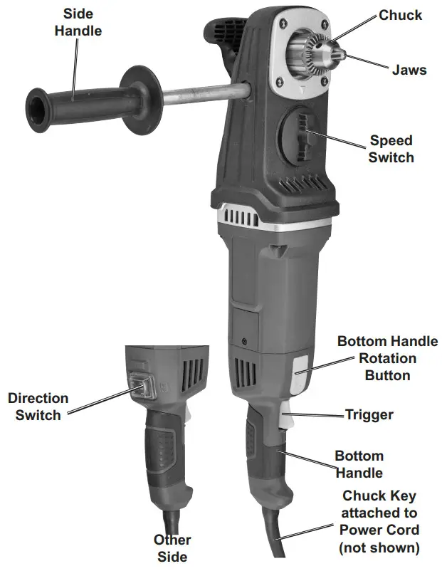 Bauer 64121 1 2 Inch Heavy Duty Right Angle Drill - Functions