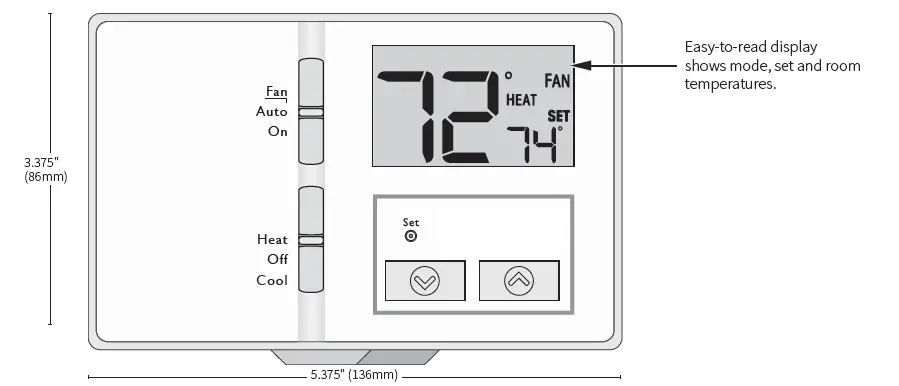 LUXPRO-P111-NON-PROGRAMMABLE-THERMOSTAT-Product-Specifications-FIG-1