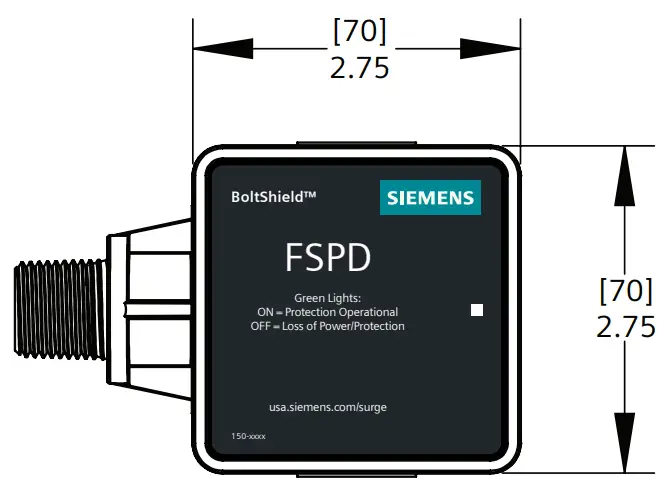 SIEMENS FSPD036 Boltshield FSPD Surge Protective Device - Product Diagram