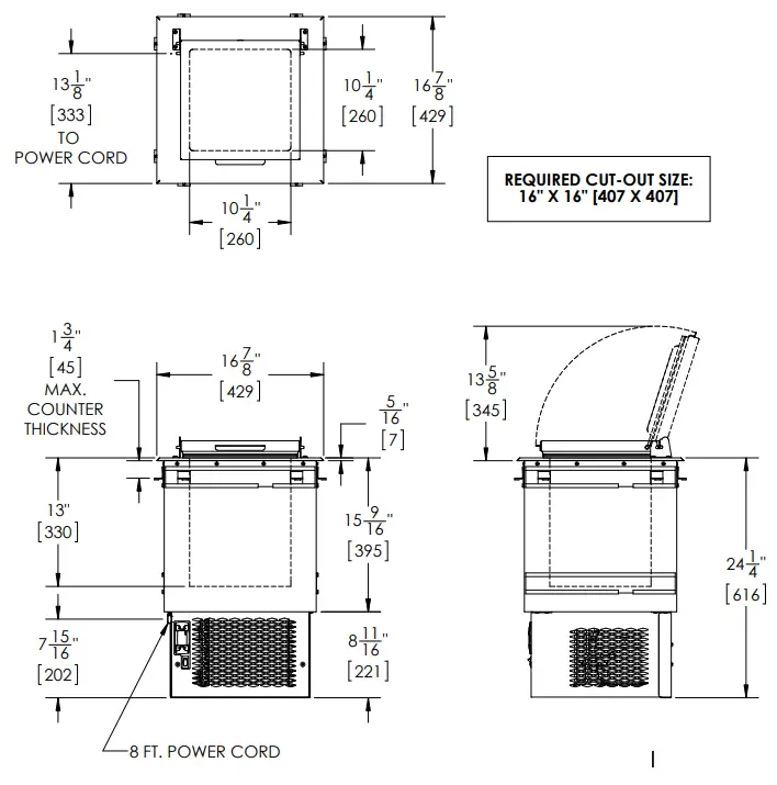 Perlick 8000B Ice Cream Cabinet - Spec Drawings