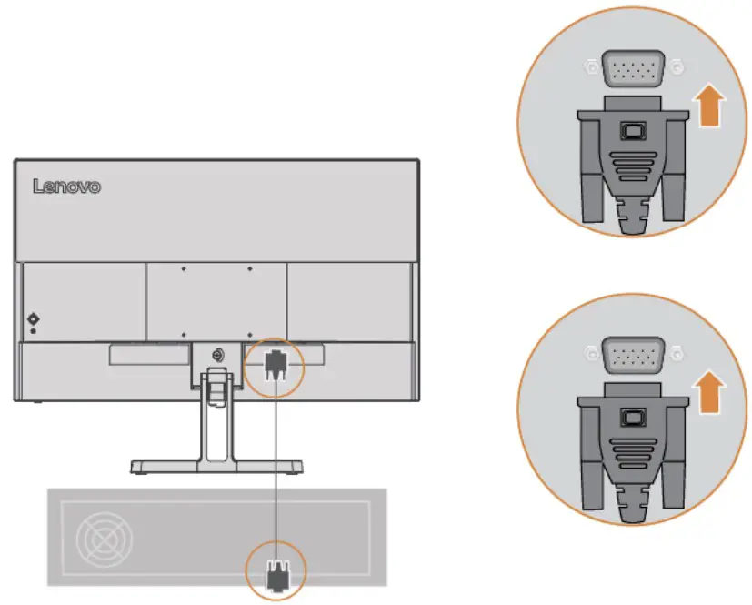Lenovo L22i 40 21.5 Inch Monitor - connector on the monitor