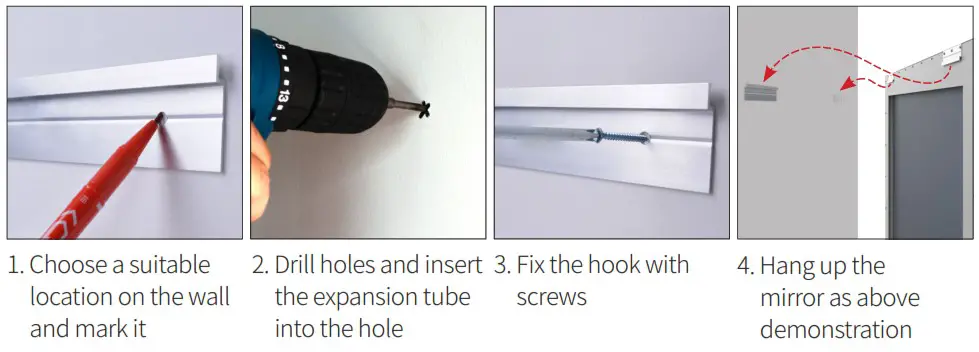 HOMEMYSTIQUE N W70841577 Wall Mounted LED Bathroom Mirror - Product Installation 4