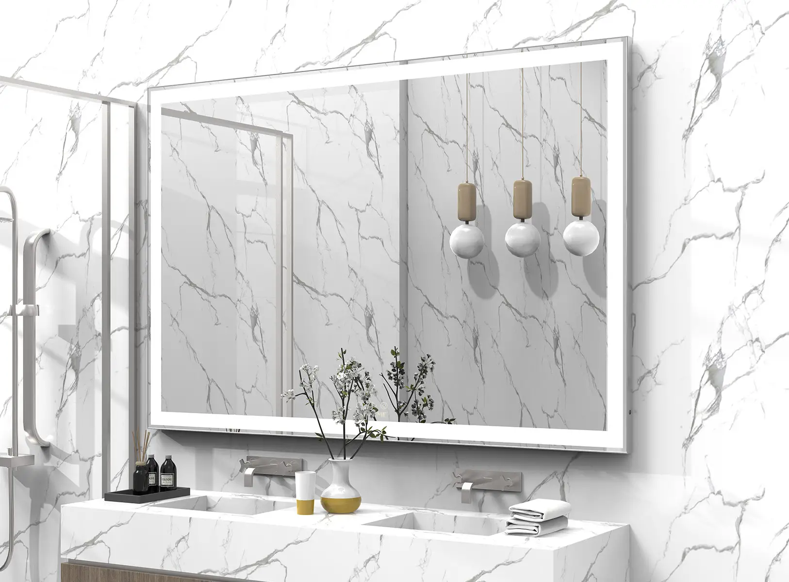 HOMEMYSTIQUE N W70841577 Wall Mounted LED Bathroom Mirror - cover