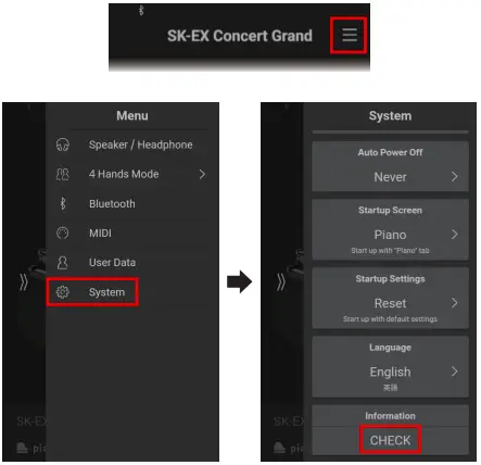 Checking the current software versions