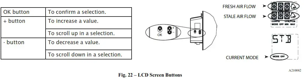 HVI ERVXXSHA1130 ERV and HRV Fresh Air Systems - NAVIGATION ON LCD SCREEN 1