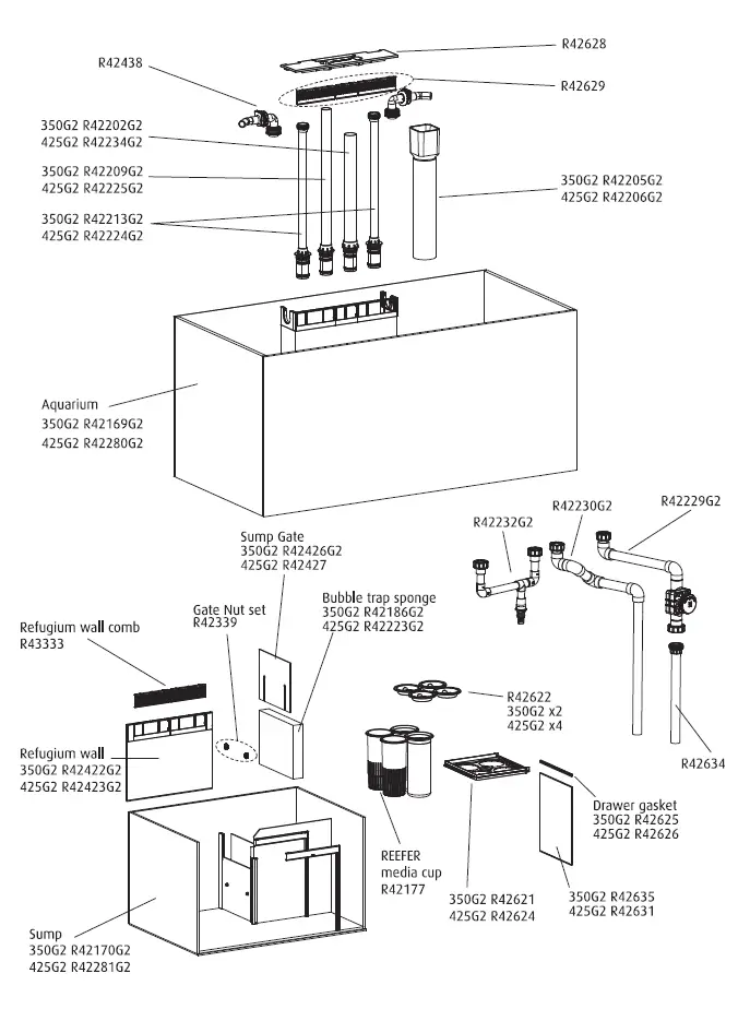 Red-Sea-5299A-B-REEFER-350-and-425-G2-Cabinet-and-Aquarium-fig-1