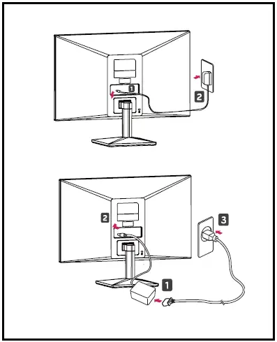 LG-22MK400H-Connect-the-AC-DC-Adapter-and-Power-Cord-to-a-wall-outlet