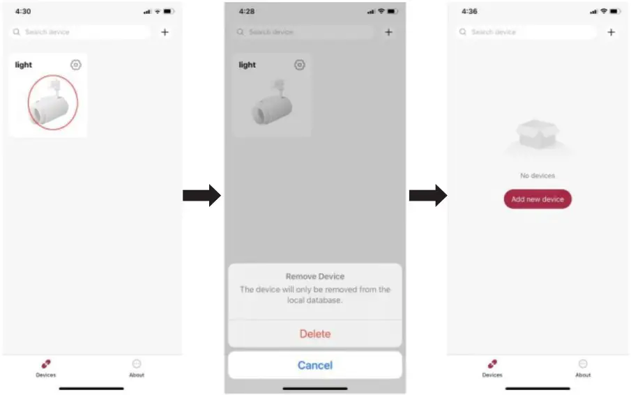 Remove a device from APP