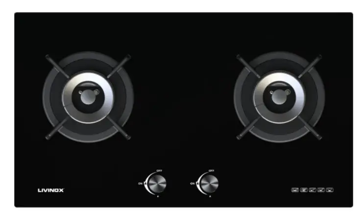 LIVINOX LGH-MAPLE 2BA-BL 2 Burner Glass Hob -