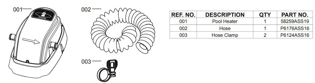 Bestway 58259 Pool Heater - PARTS REFERENCE OVERVIEW