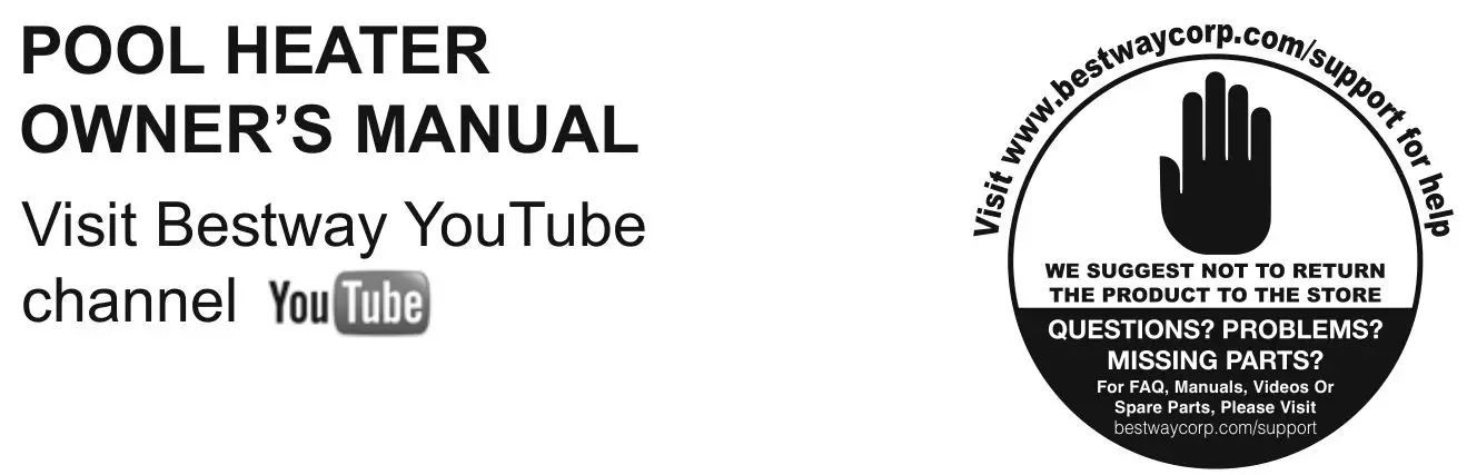 Bestway 58259 Pool Heater - Owners manual