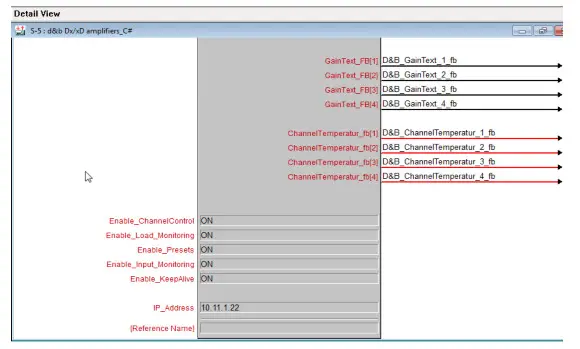 d b audiotechnik TI 321 1.3 En Crestron Module For D and B Four Channel Amplifiers - App1