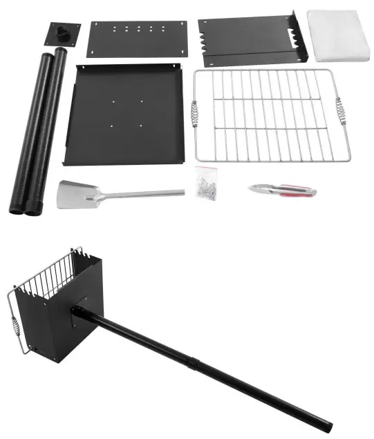 YIYIBYUS DLLAB1U600-1 Portable Single Post Steel Outdoor Park Style Charcoal Grill