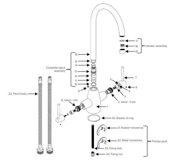 CDA-TCC7-Twin-Lever-Mixer-Tap-with-Swan-Neck-FIG-1