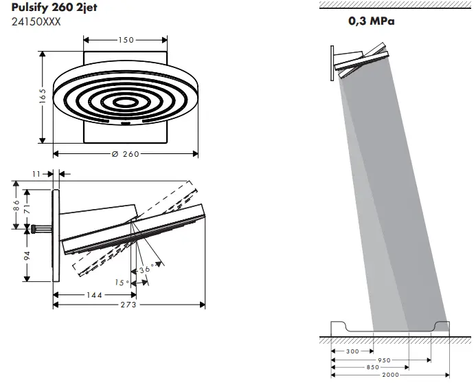 hansgrohe-Pulsify-260-2jet-24150000-Overhead-Showers-fig-11