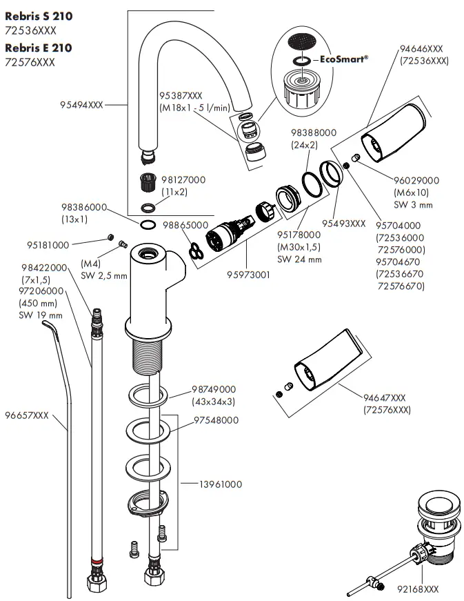 hansgrohe Rebris S 210 72536XXX Washbasin Mixers - Figure 4
