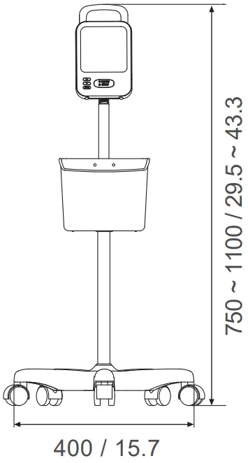 AND UM 212BLE UM Series Professional Blood Pressure Monitors - dimensions