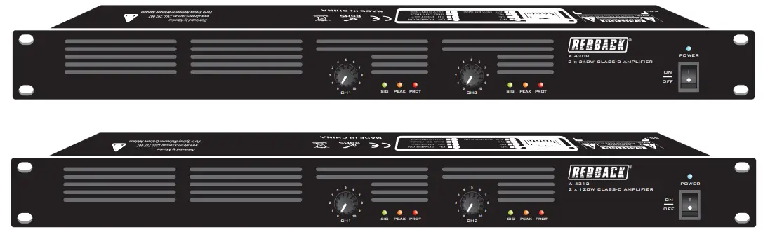 REDBACK A 4308 2x120W 2x240W Class-D Amplifier -