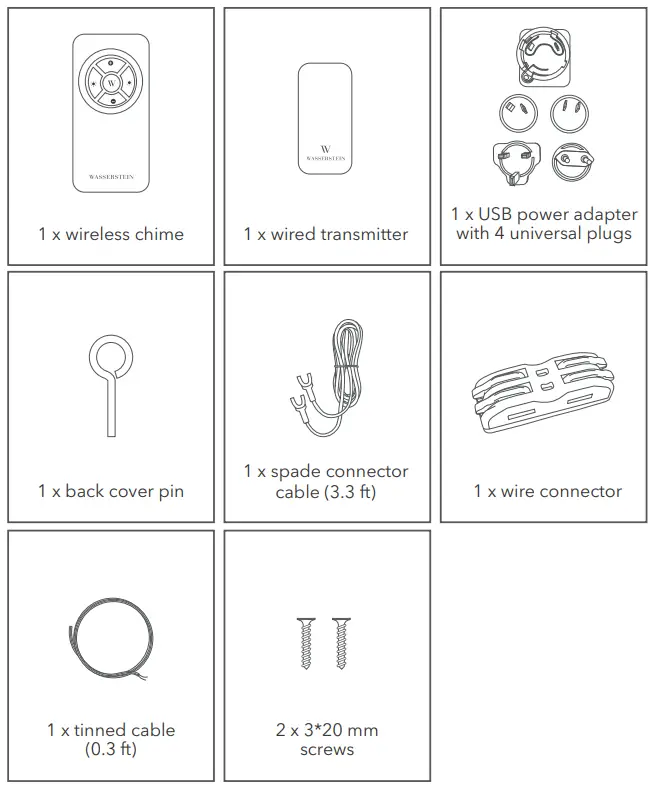 WASSERSTEIN Wireless Doorbell Chime - In the Box
