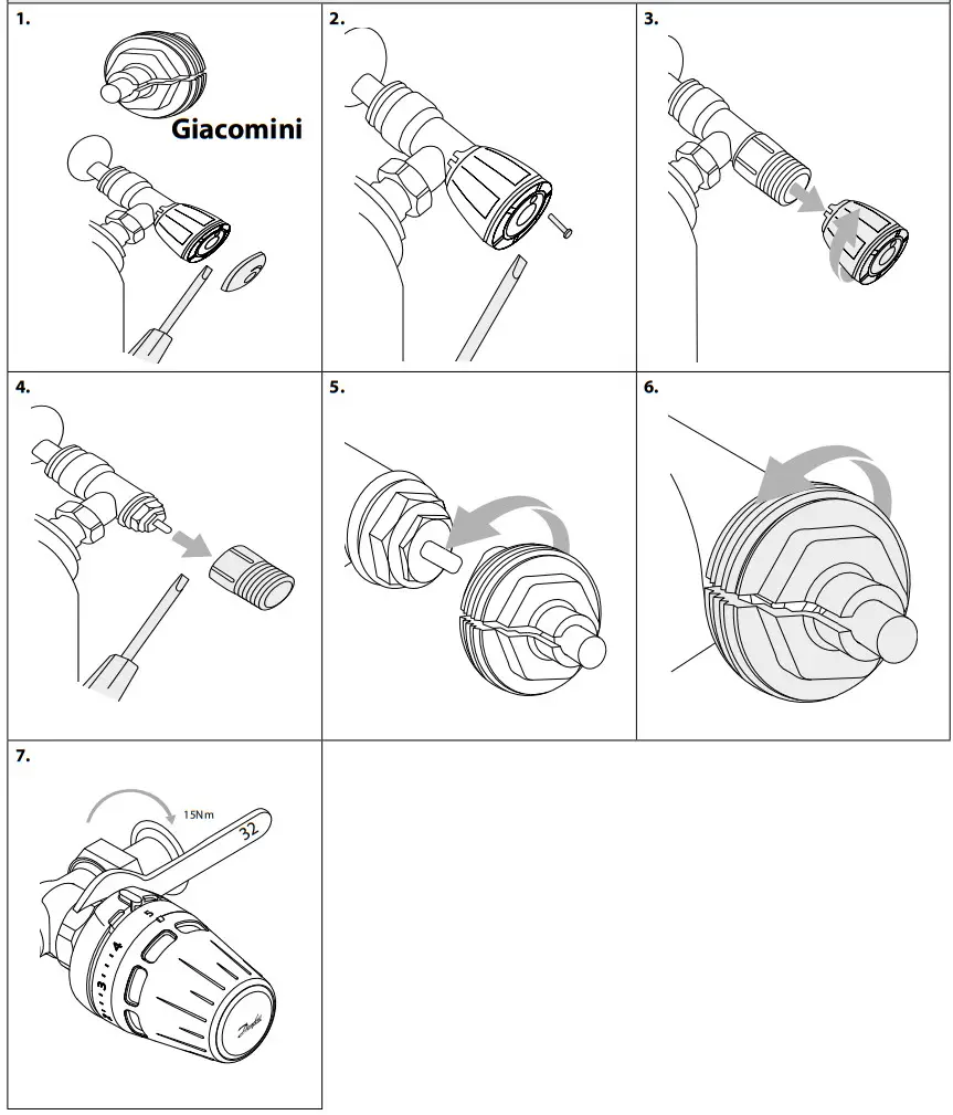 Danfoss Regus M30 x 1.5 Giacomini Thermostatic Sensors - Installation 1