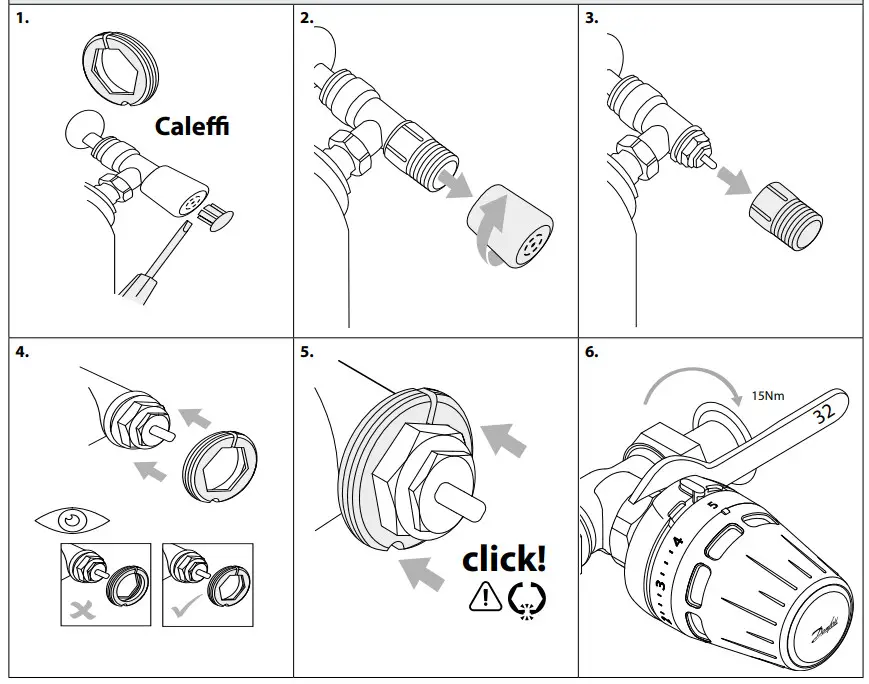 Danfoss Regus M30 x 1.5 Giacomini Thermostatic Sensors - Installation