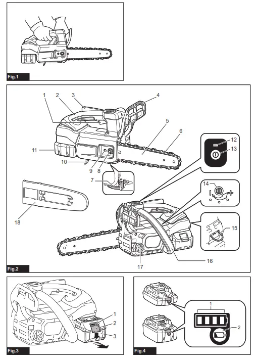 makita DUC204 Cordless Chain Saw - fig