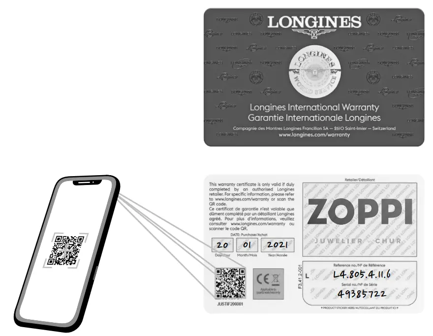 LONGINES L2 7514534 Twenty Four Hours Watch - WARRANTY CARD