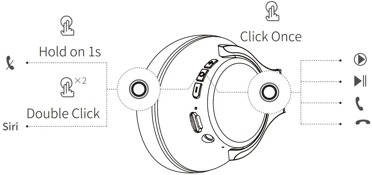 RUNOLIM WH201A Wireless Headphones - Play Pause