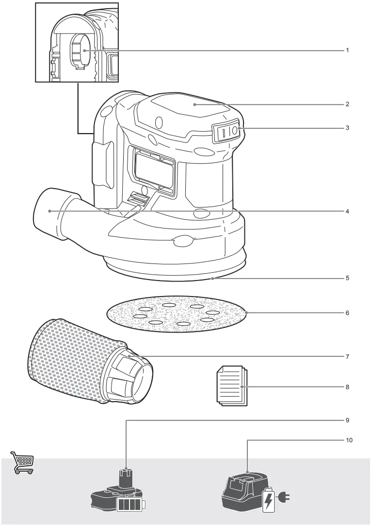RYOBI RROS18 Cordless Random Orbit Sander - FIGURE 1