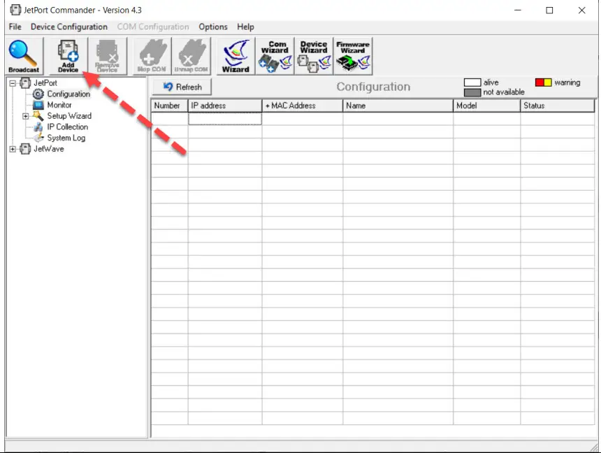 korenix JetPort 5601 Device Server - Add device