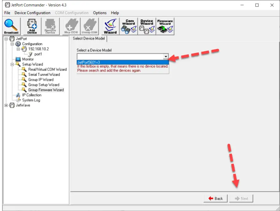 korenix JetPort 5601 Device Server - click next