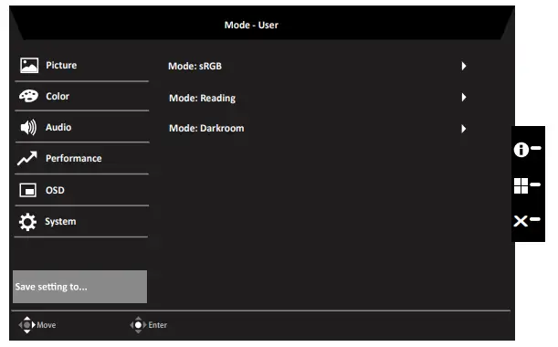 acer KA272 LCD Monitor - mode only