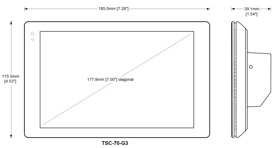 QSC TSC 101 G3 Touchscreen Controller - Dimensions 2