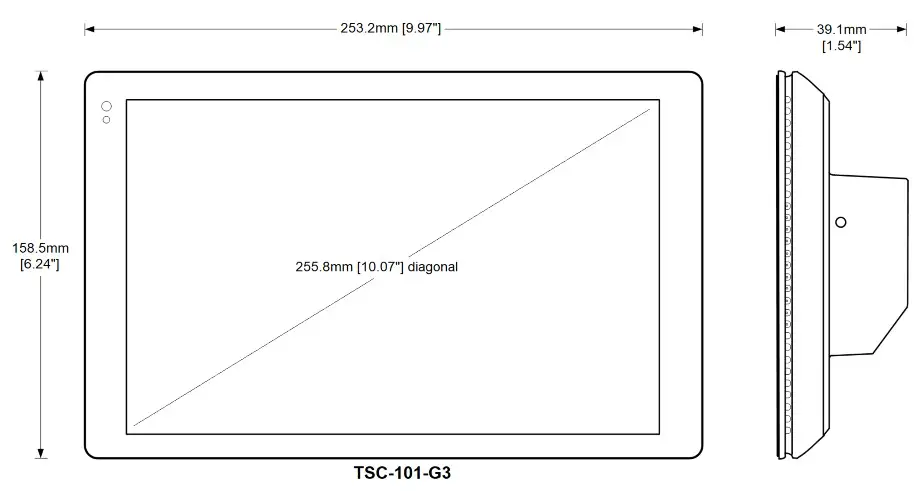 QSC TSC 101 G3 Touchscreen Controller - Dimensions 3