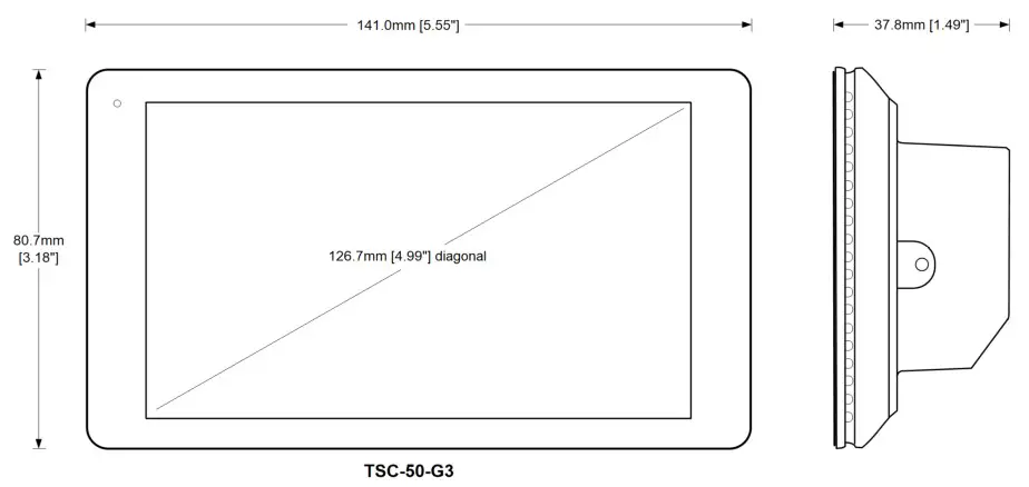 QSC TSC 101 G3 Touchscreen Controller - Dimensions