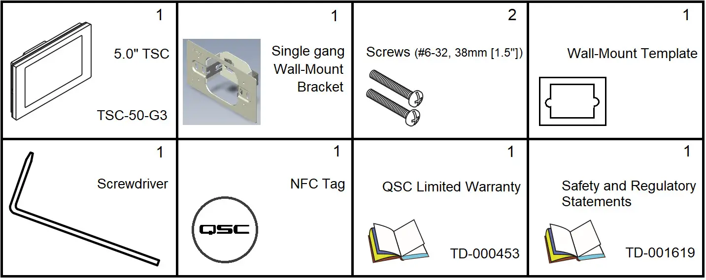 QSC TSC 101 G3 Touchscreen Controller - Package Contents