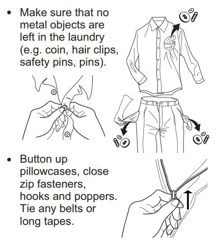 Electrolux EWF8024Q5WB Front Load Washing Machine User Manual - Before Loading The Laundry