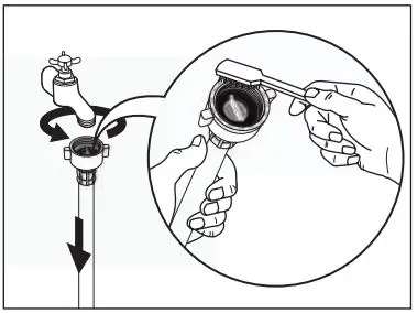 Electrolux EWF8024Q5WB Front Load Washing Machine User Manual - Clean the filter in the inlet hose