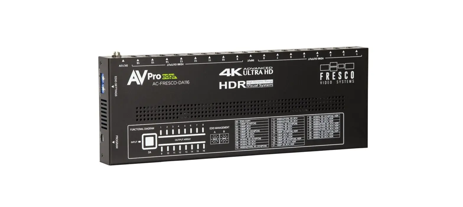 Avpro Edge Ac-fresco-da116 Distribution Amplifier User Manual Avpro Edge Ac-fresco-da116 Distribution Amplifier User Manual