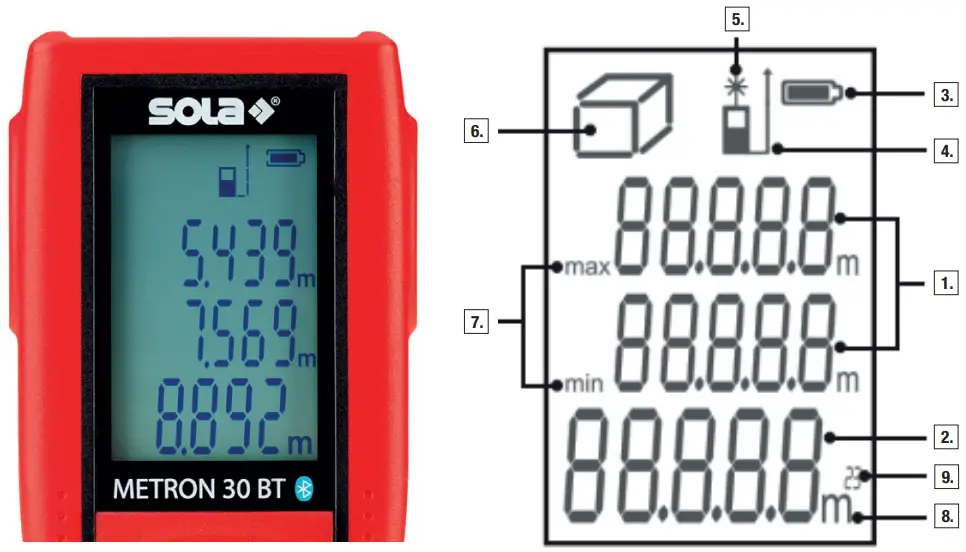 sola METRON 30 BT Laser Range Finder - Display