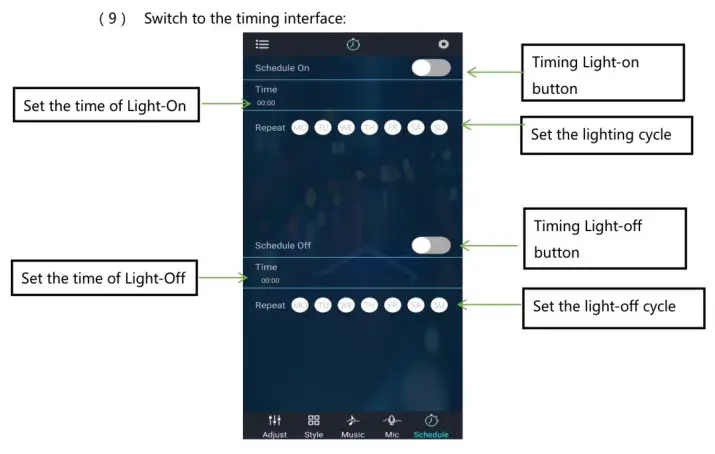 Ytiws Whip Lights Spiral RGB Chasing Light App - App Operation 9